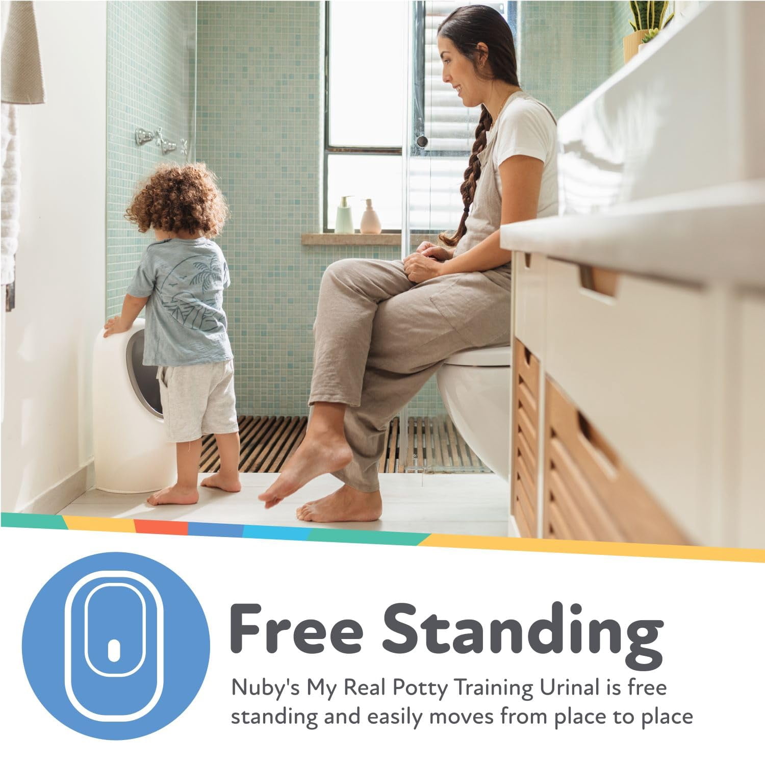 Nuby My Real Urinal Training Toilet with Life-like Flush Button and Sound, White
