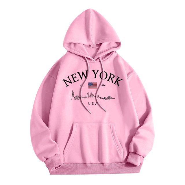 WEAIXIMIUNG Sweat-Shirt Habillé pour Femmes Décontracté Col Rond avec Poche Imprimé Lettres Anglaises