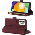thumbnail image 3 of Samsung Galaxy A52 5G Wallet Case,[9 Card Slots] Removable Adjustable Crossbody Necklace Lanyard Shoulder Strap Zipper Magnetic Leather Case for Samsung Galaxy A52 5G,6.5 inch Burgundy, 3 of 16