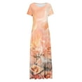 thumbnail image 5 of Youyipin womens dresses Swing Vacation Maxi Dresses for Women Boho Floral Printed Crewneck Short Sleeve Summer Beach Dress with Pockets spring dresses for women 2025, 5 of 5