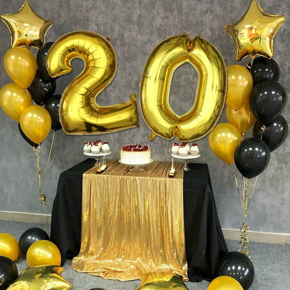 NICEXMAS Foil Balloons Gold Number 20th Decoration Aluminum Foil Photo Props for Birthday Party 1 Set