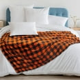thumbnail image 5 of Flannel Fleece Throw Blanket for Sofa Couch Bed | Super Soft Buffalo Plaid Pattern Checkered Decorative Throw | Warm Cozy Lightweight Microfiber | 60x80 Inches Orange Black, 5 of 6