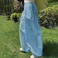 thumbnail image 2 of Lovskoo Wide Leg Pants for Women Cotton and Linen Summer Spring Solid Color Elastic Waist Straight Leg Casual Pants Sky Blue, 2 of 7