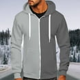 thumbnail image 2 of SMihono Mens Drawstring Hoodie Oversized Zip Up Sweatshirt Long Sleeve Classic Contrast Color Block Pullover Funnel Neck Tees Kangaroo Pocket Dressy Casual Fall Winter Fall Tops Tops Gray 16, 2 of 6