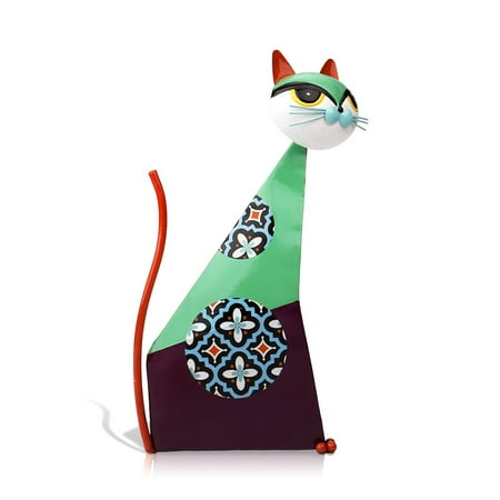 Green Home Furnishings TOOARTS Fortune Cat Sculpture (Green) Metal sculptrue Iron sculpture Abstract sculpture Crafting Home furnishing articles Decoration Art ()