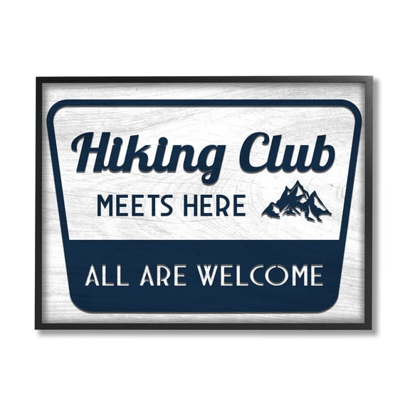 Stupell Industries Hiking Club Rustic Cabin Mountain Climbing Sign Graphic Art Black Framed Art Print Wall Art, 14x11, by Lil' Rue