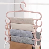 Pants Hanger 5-Tier Trouser Rack | Multifunctional Closet Organizer | Space Saving Multi-Layer Plastic Pants & Skirt Storage | Clip & Hook Design | Holds 5 Items | 15.15x13.58x0.59in | 1 Pc