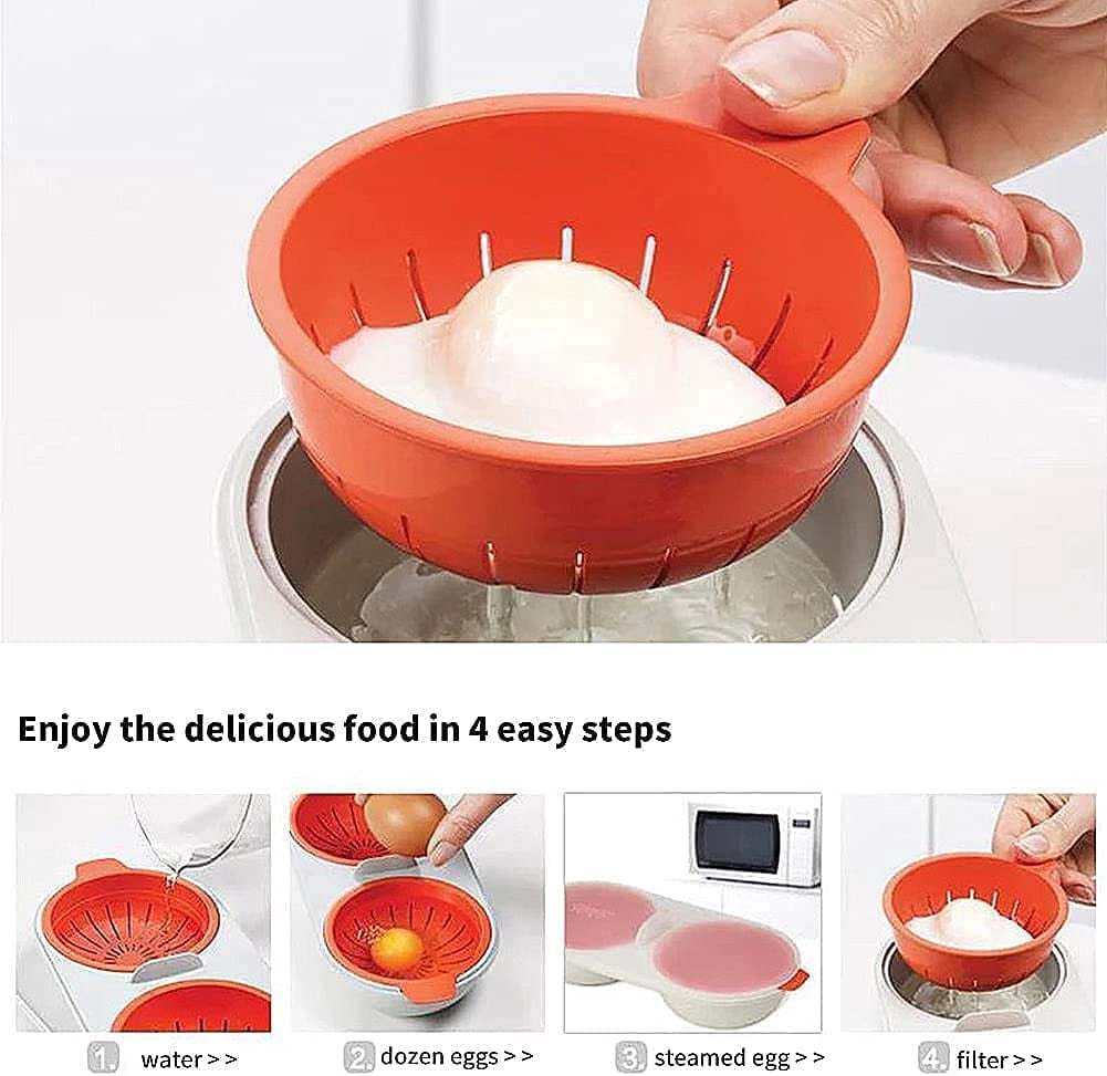 Microwave Egg Poachers Double Cup Egg Boiler Draining Egg Boiler Non-Stick Feature Microwave Ovens Cooking Tools Steamer Kitchen Gadget