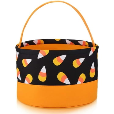 Halloween Trick or Treat Bags Halloween Candy Buckets Tote Bags Orange Black with Candy Corn Halloween Party Favor Bags for Halloween Supplies