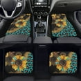thumbnail image 2 of Renewold Sunflower Leopard Print Blue Auto Carpet Car Floor Mats for Car Van Truck Sedan SUV, 4 Pcs Auto Mats Front & Rear Full Set with Anti-Slip Backing Universal Fit, 2 of 7