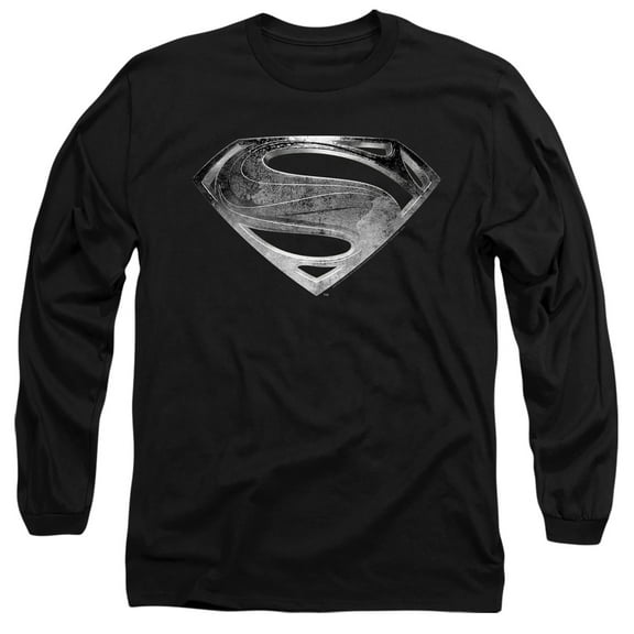 Snyder Cut Justice League Movie Superman Symbol Black Suit Unisex Adult Long-Sleeve T Shirt, Black, Medium