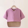 thumbnail image 2 of GigrtiJin Plus Size Cropped Jacket for Women Solid Color Crew Neck Button Down Short Sleeve Outcoat, 2 of 3