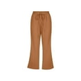 thumbnail image 3 of yunLCZ Women's Straight Leg Pants High Wa Women's Fashionable Casual Cotton And Linen Pocket Waist Slim Bell Bottom Pants, 3 of 4