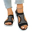 thumbnail image 5 of Domuza Womens Sporty Knit Sandals, Open Toe Slingback Slip-On Shoes, Lightweight Breathable Platform Casual Walking Sandals for Summer Black 7（EU-38）, 5 of 6