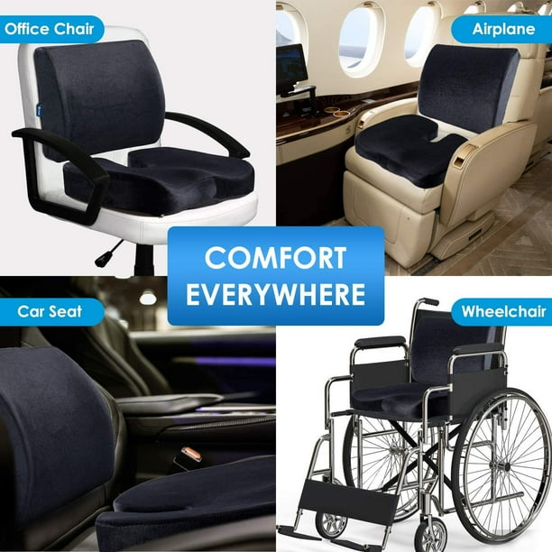 Qutool Memory Foam Coccyx Seat Cushion Lumbar Support Pillow for Office Chair Car Orthopedic Back Cushion Black Walmart Business Supplies