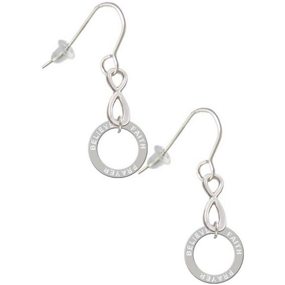 Delight Jewelry Silvertone Believe Eternity Ring Silver tone Infinity French Earrings
