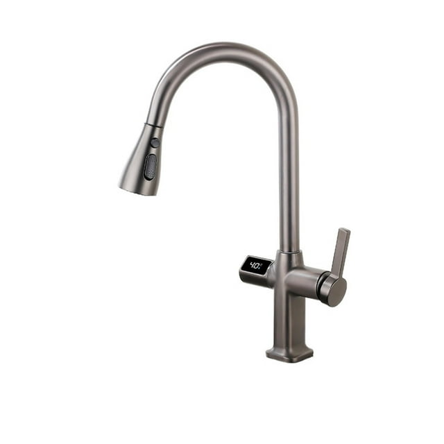Black Kitchen Faucet Gourmet Faucet, Kitchen Pull Out Kitchen Sink Faucet, Digital Display Function Rotatable Kitchen Taps ,Easy to Install