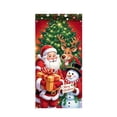 thumbnail image 2 of Fllostpr 35.4x70.8" Christmas Santa Door Cover, Four Corner Perforations Hanging Fabric Background Curtain for Xmas Party Entryway Kitchen, 2 of 6