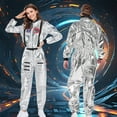 thumbnail image 6 of Alaiyaky Adult Astronaut Costume, Space Costume Halloween Fancy Dress Silver Spaceman Cosplay Astronaut Uniform Jumpsuit Outfits Halloween Book Day Party Dress Up, 6 of 7