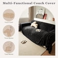 thumbnail image 6 of HUGNEO 71"x71" Chenille Sofa Cover, Non Slip Soft Tassel Couch Cover, Machine Washable Furniture Protector for Kids Pets, Dark Gray, 6 of 11