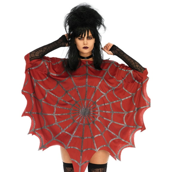Womens Glitter Spiderweb Poncho