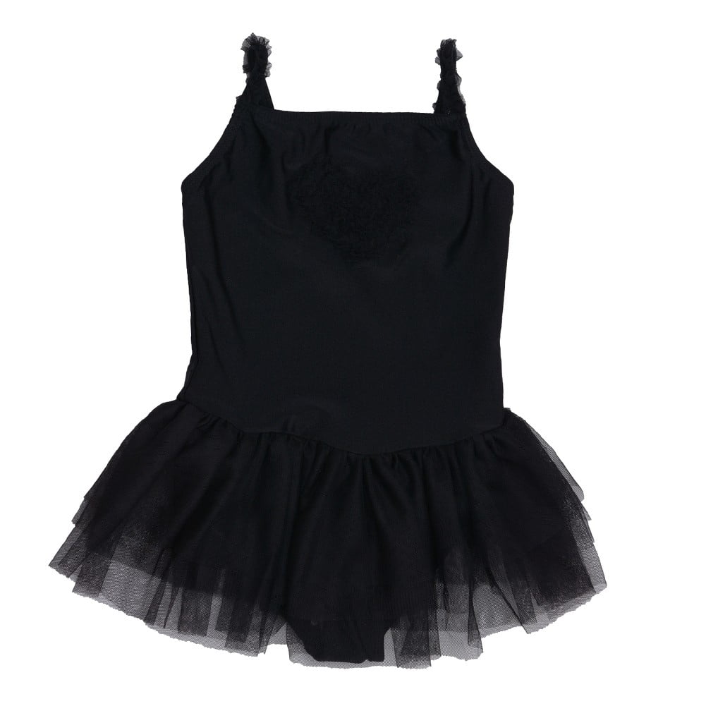 Big Girls Square Neck Camisole Dress with Ruffle Trim and Heart Accent