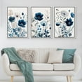 thumbnail image 2 of IDEA4WALL Framed Canvas Print Wall Art Set of 3 Blue Wildflowers Floral Illustration Art Vintage Wilderness Wall Decor Vivid Flowers Prints Minimalist Artwork for Room Decor - White 24"x36"x3, 2 of 4