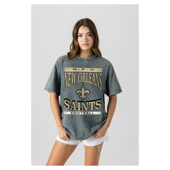 Women's Gameday Couture  Gray New Orleans Saints Oversized Classic Grind Washed T-Shirt