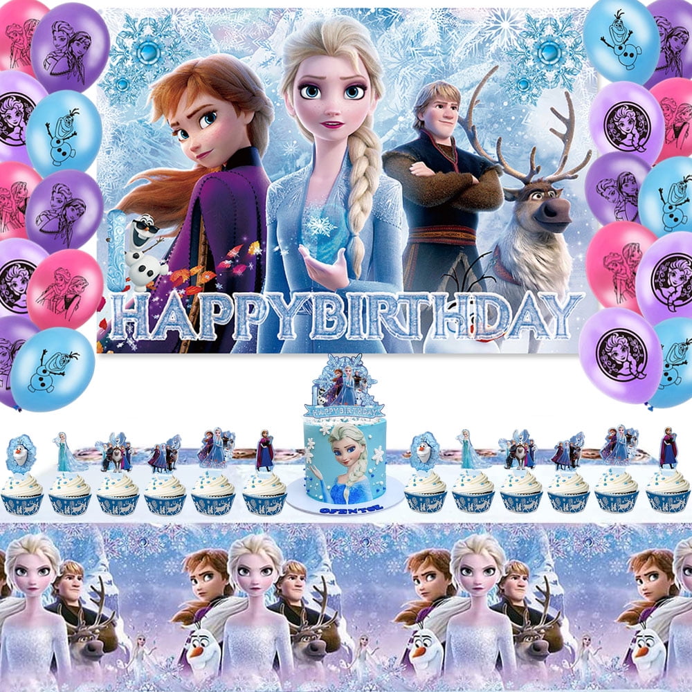 Frozen Birthday Party Decorations Set Backdrop, Plastic Tablecloth