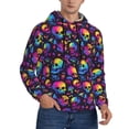 thumbnail image 2 of Haiem mushroom rainbow color Skull Patterned Men's Hoodie with Kangaroo Pocket - Ideal Pullover Sweatshirt for Daily Wear, Travel, and Home-Large, 2 of 7