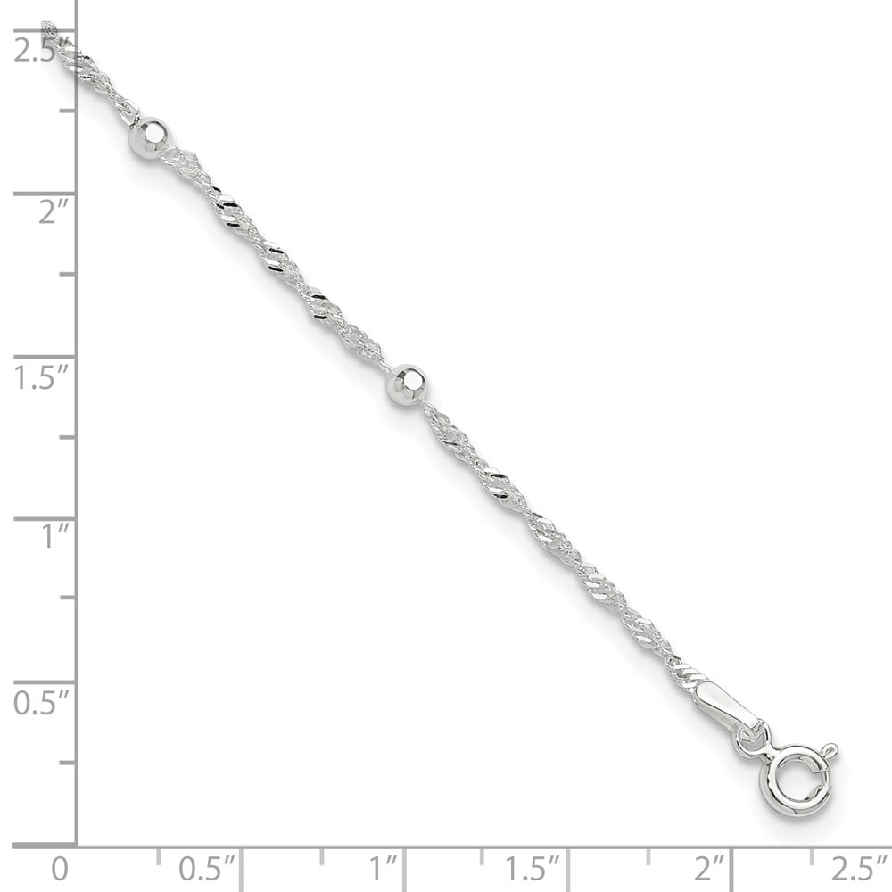 Sterling Silver 9in Plus 1in ext. Anklet