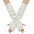thumbnail image 5 of Women's Fingerless Knit Arm Sleeves, Warm Wool Blend Long Gloves with Open Finger Design, Fashionable 3/4 Sleeve Warmers for Autumn and Winter, Casual Wrist Warmers for Daily Use and Parties - White, 5 of 5