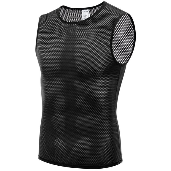 Qualidyne Men’s Sleeveless Cycling Base Layer, Quick-Dry Breathable Bike Undershirt with Stretch Mesh for Road Riding & MTB