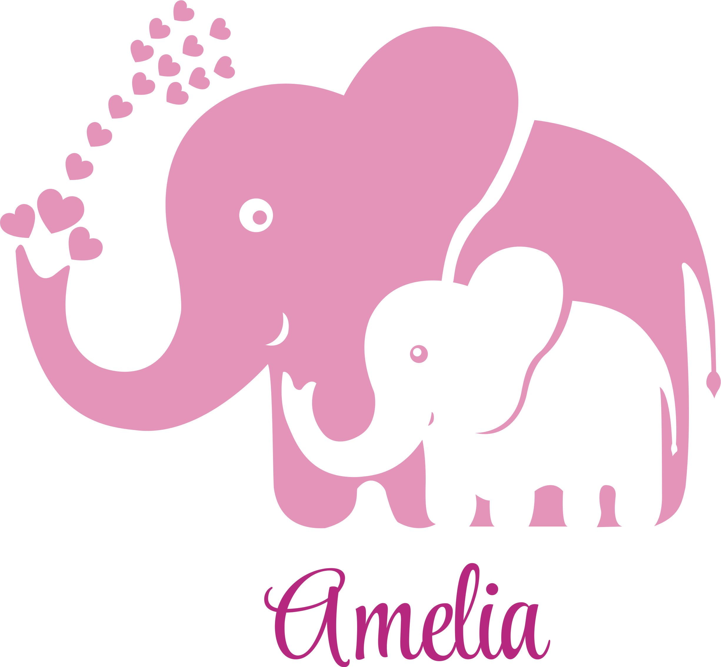 Heart Elephant Elephants Family Customized Wall Decal Custom Vinyl