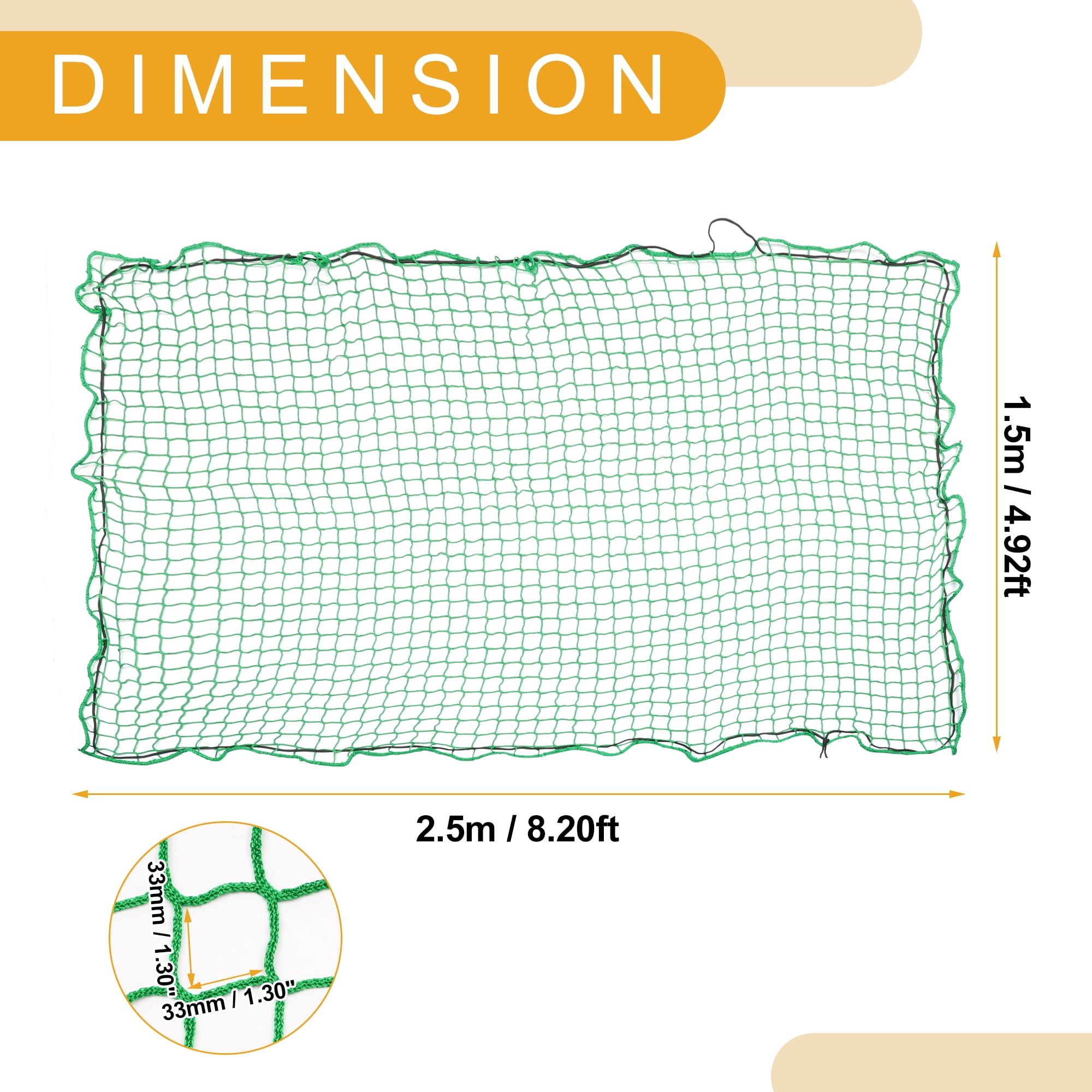 Unique Bargains 1 Pc 1.5x2.5m Universal Trailer Cargo Net Pickup Truck Trailer Net Scalable Nylon Green