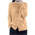 thumbnail image 2 of SeekIslan Women's Sweaters with Button Down Crew Neck Long Sleeve Pockets Knit Cardigan, 2 of 5