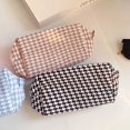 thumbnail image 4 of Portable Korean Travel Sundries Large Capacity Candy Color Plaid Makeup Bag Cosmetic Organizer Wash Bag Storage Pouch BROWN, 4 of 8