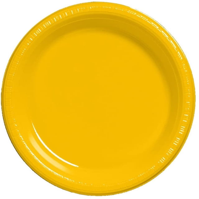 Toque creativo de conversión de color 20 Conde placas de almuerzo de plástico, autobús escolar amarillo Creative Converting Ver descripción