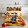 thumbnail image 2 of Manfei Watercolor Fall Scarecrow Full Size Comforter Sets for Kids, Orange Autumn Pumpkin Farm Bedding Comforter Set, Halloween Reversible, 3 Pieces, 1 Comforter and 2 Pillowcases, 2 of 6