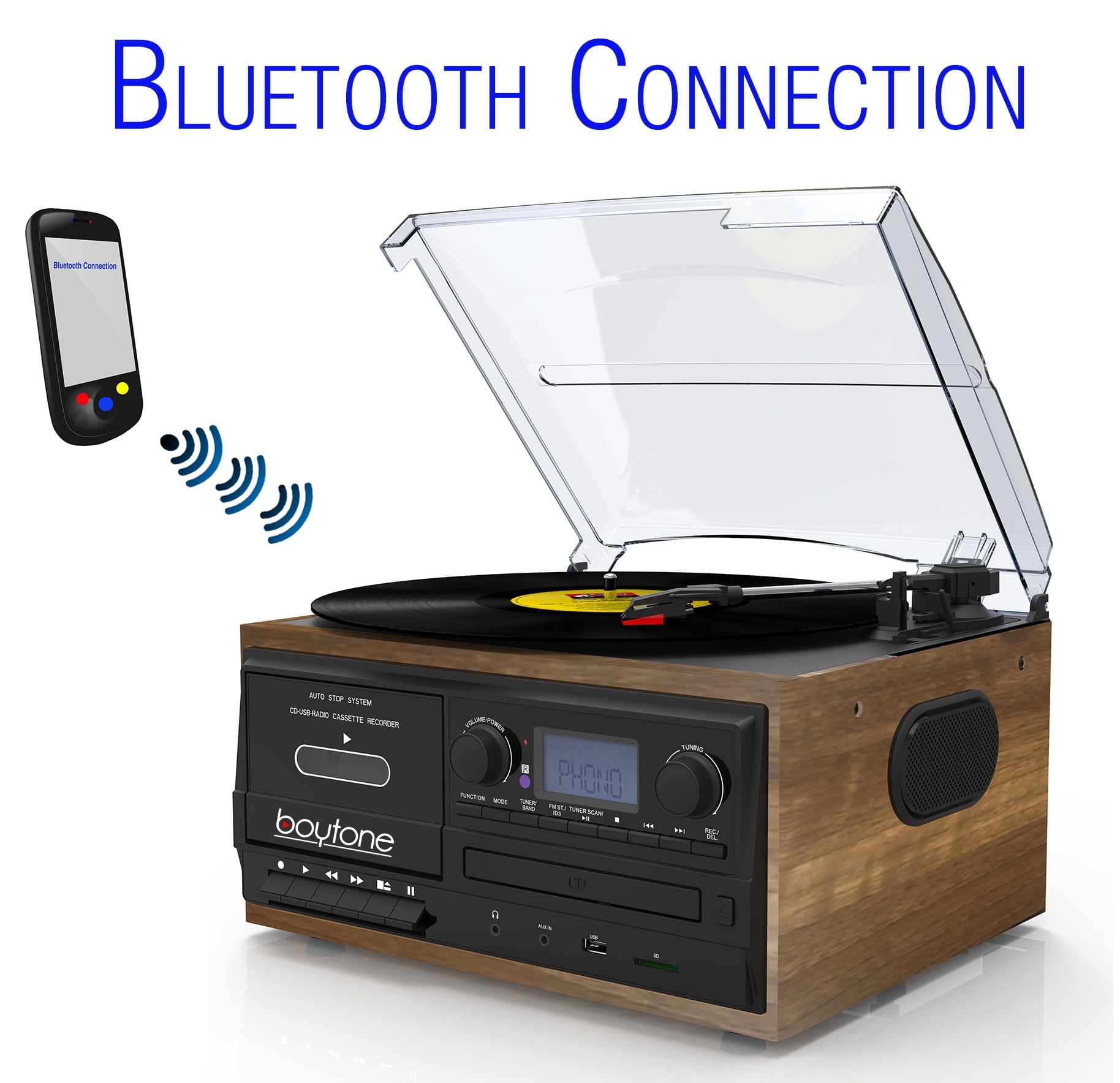 その他 7-in-1 Boytone BT-21DJM-CDSP Full Size 3 Speed Turntable 33/45/78 Rpm Belt Drive CD Cassette Player AM/FM/ USB/SD Slot Aux Input. Encod w17b8b5 71mHzt9hZ3L._AC_UF350,