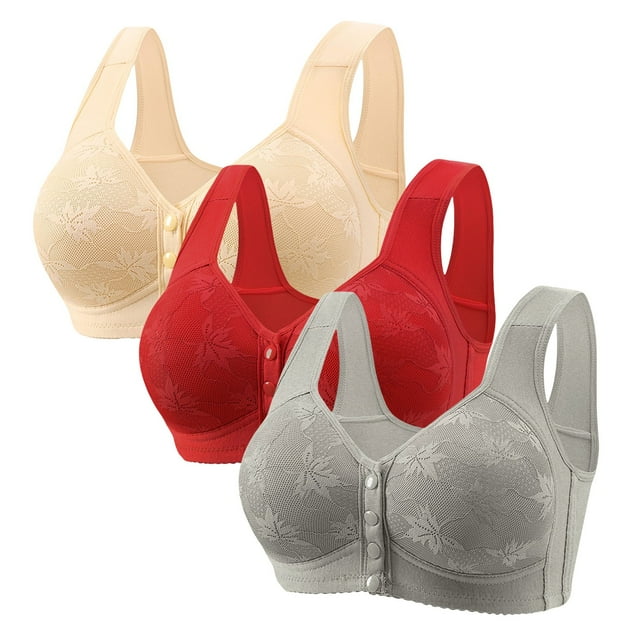 Hemlock Front Button Plus Size Bras, Front Button Plus Size Vest Bra, Wireless Thin Design, Polyester Fiber Material, Full Coverage, Beige Vest Style Bras, Beige 2XL, Size S-5XL