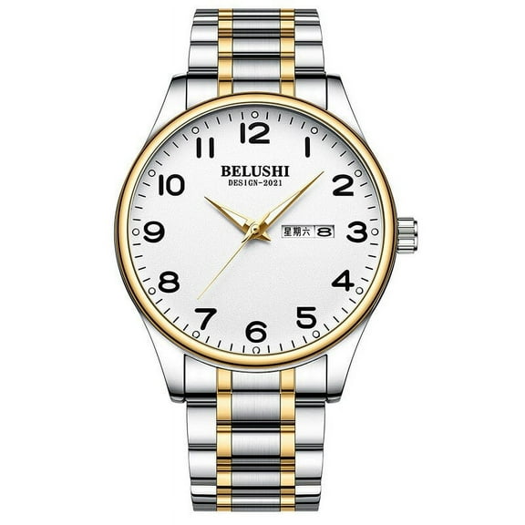 BELUSHI BELUSHI New Large Dial Luminous Steel Strap Elderly Couple Watch Waterproof Quartz Watch Men's Watch
