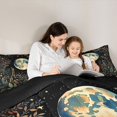 thumbnail image 4 of jejeloiu Cosmic Botanical Twin Comforter Sets For Girls,Whimsical Print Bedding Set,Multicolor Black,Black Reversible,2-Piece,1 Comforter and 1 Pillowcase, 4 of 7
