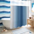 thumbnail image 5 of No Hook Shower Curtain, Navy Blue Grey Ombre Shower Curtains for Bathroom with See Through Top Window, Farmhouse Gradient Minimalist Waterproof & Washable Bath Curtain 60"x72", 5 of 9