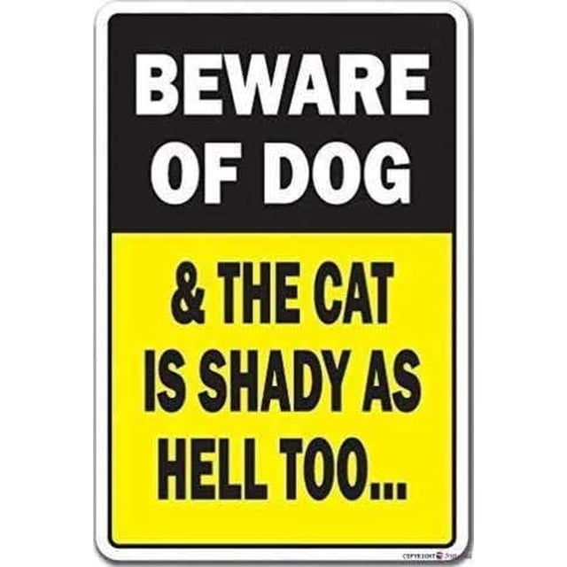 Señal de calle con indicación de advertencia, ¿peligro? ¿Hay vida después de la muerte? Cuidado con el perro, el gato también es muy sospechoso. Señales de aluminio vintage para arte de pared.