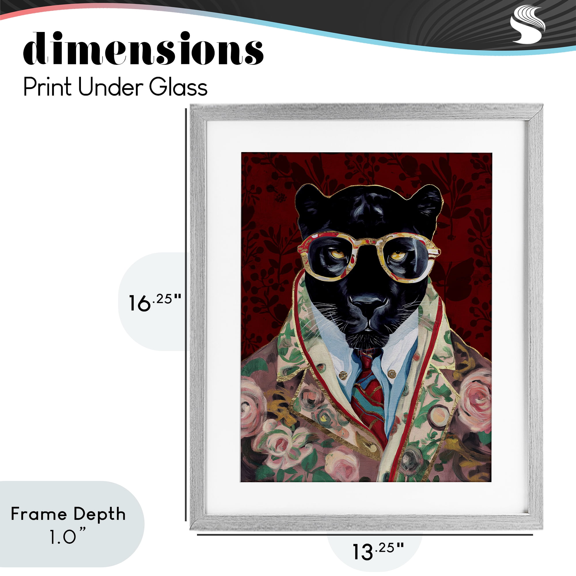 Stupell Industries Fashionable Scarlet Panther Gray Framed Print Under Glass, design by Svetlana Aleynikova