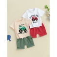 thumbnail image 4 of Aojekbee Baby Boys Shorts Set, Short Sleeve Cartoon Bear Print T-shirt with Elastic Waist Shorts Summer Outfit, 4 of 10