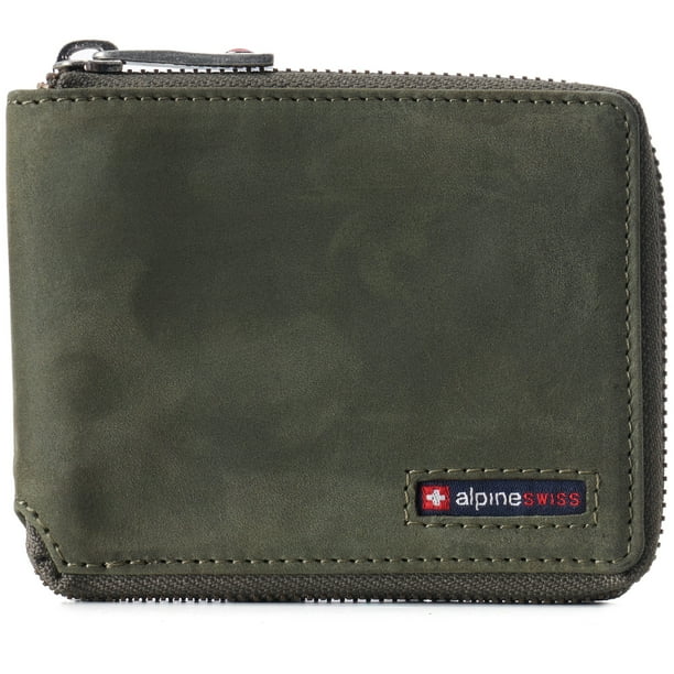Alpine Swiss Alpine Swiss Zipper Bifold Wallet for Men Women RFID Protected Genuine Leather