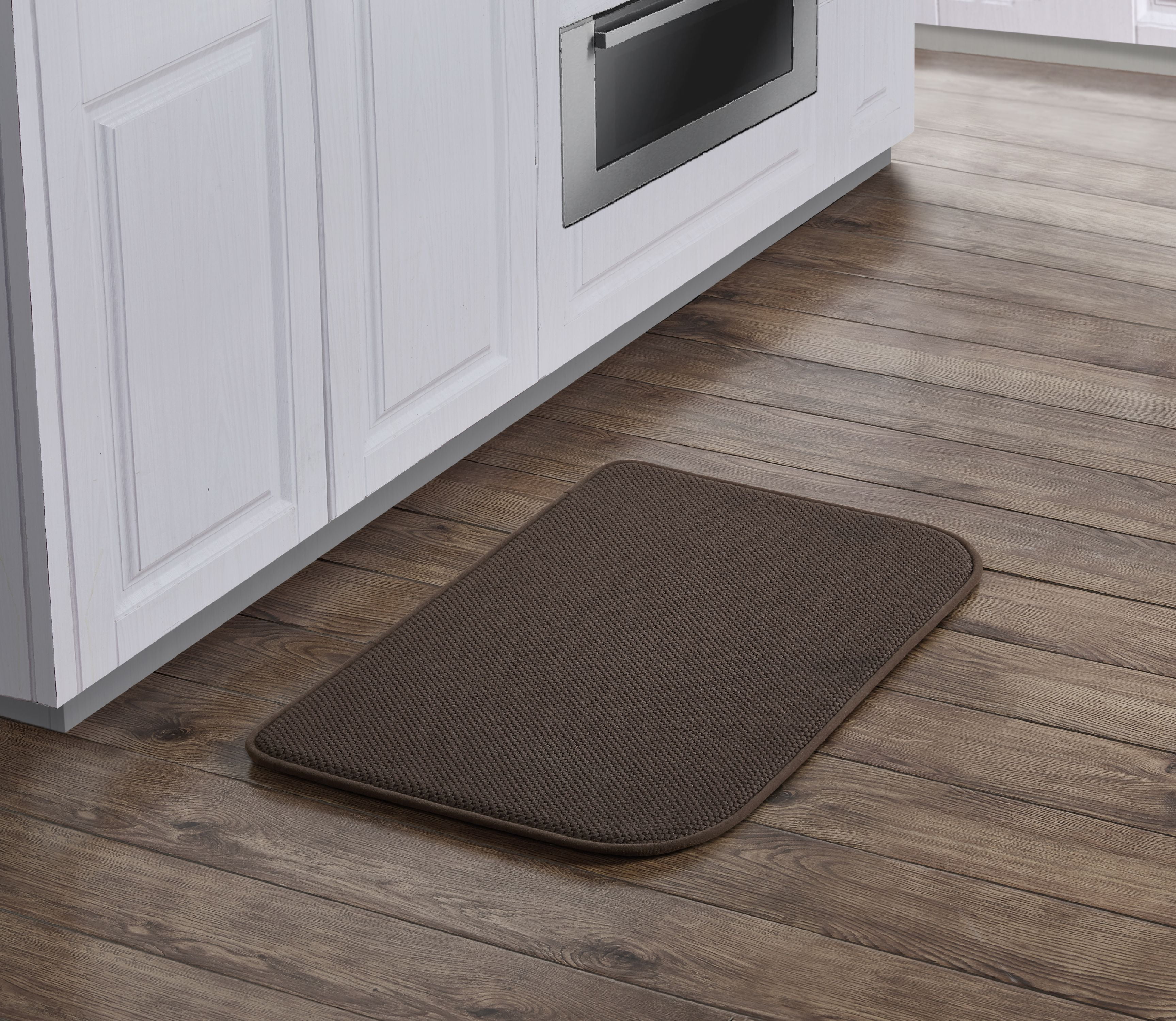 Vcny Home Solid Memory Foam Kitchen Rug 19 X 31 Chocolate Walmart