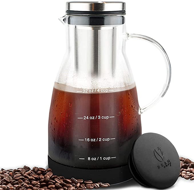 900ML，Random Color Cold Brew Coffee Makers,Iced Tea Maker,Iced Coffee Maker,Coffee Kettle Coffee Pot Juice Pot,Tea Pitcher,Airtight Seal Silicone Handle,Removable Filter